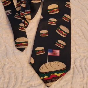 Silk Mens Tie Burger Trek Carlos Tomasini Hamburger Cheeseburger